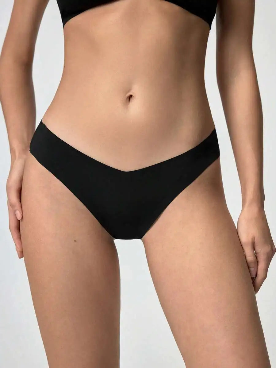 Seamless Thong Panties For Women, Breathable Comfortable High Elasticity Solid Color Quick Dry Daily Wear