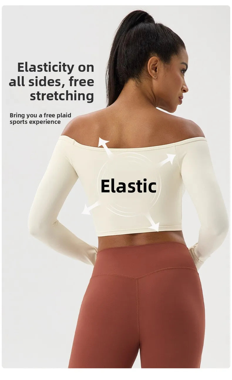 Women's Yoga Shirt - Long Sleeve One Shoulder Tight Fit Workout Top | Quick Drying