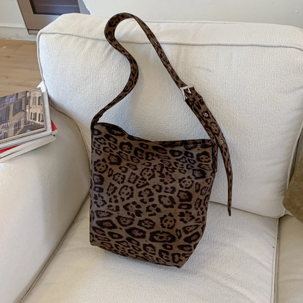 Leopard Print Tote Bag – Large Capacity Crossbody Shoulder Bag for Autumn Winter