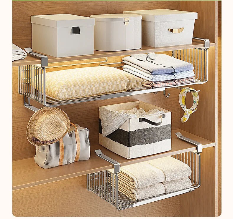 Retractable Hanging Basket - Stainless Steel Kitchen Storage Organizer With Large Capacity