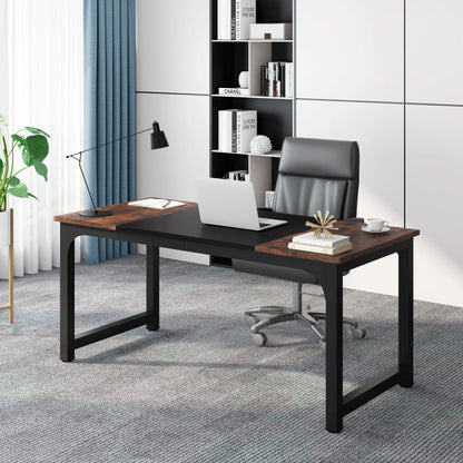 Large Office Desk | Modern Computer Desk - Spacious Writing Workstation for Home Office