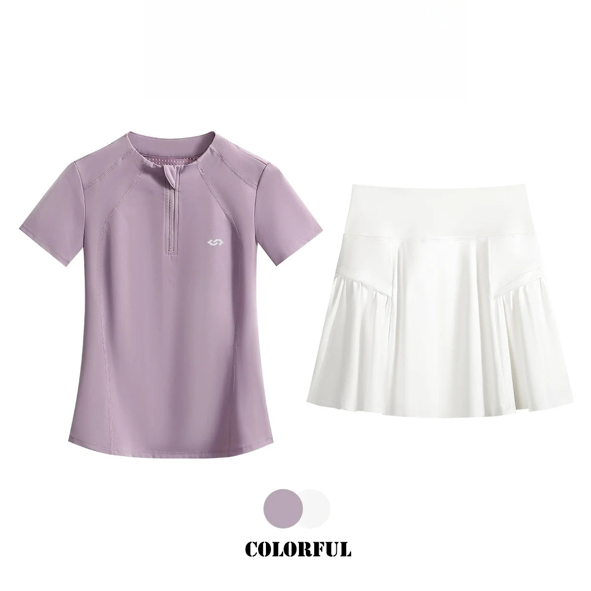 DRUR 2pcs Tennis Skirt Set Women Summer Sports Suit 2 Piece Fitness Top Skort Sets Ladies Golf Wear Set Sportswear Outfits 2025