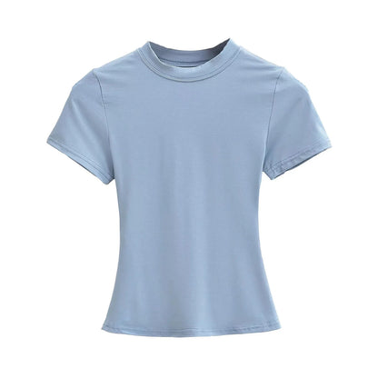 Women's Slim T-Shirt – Casual Solid Y2K Short-Sleeve Top
