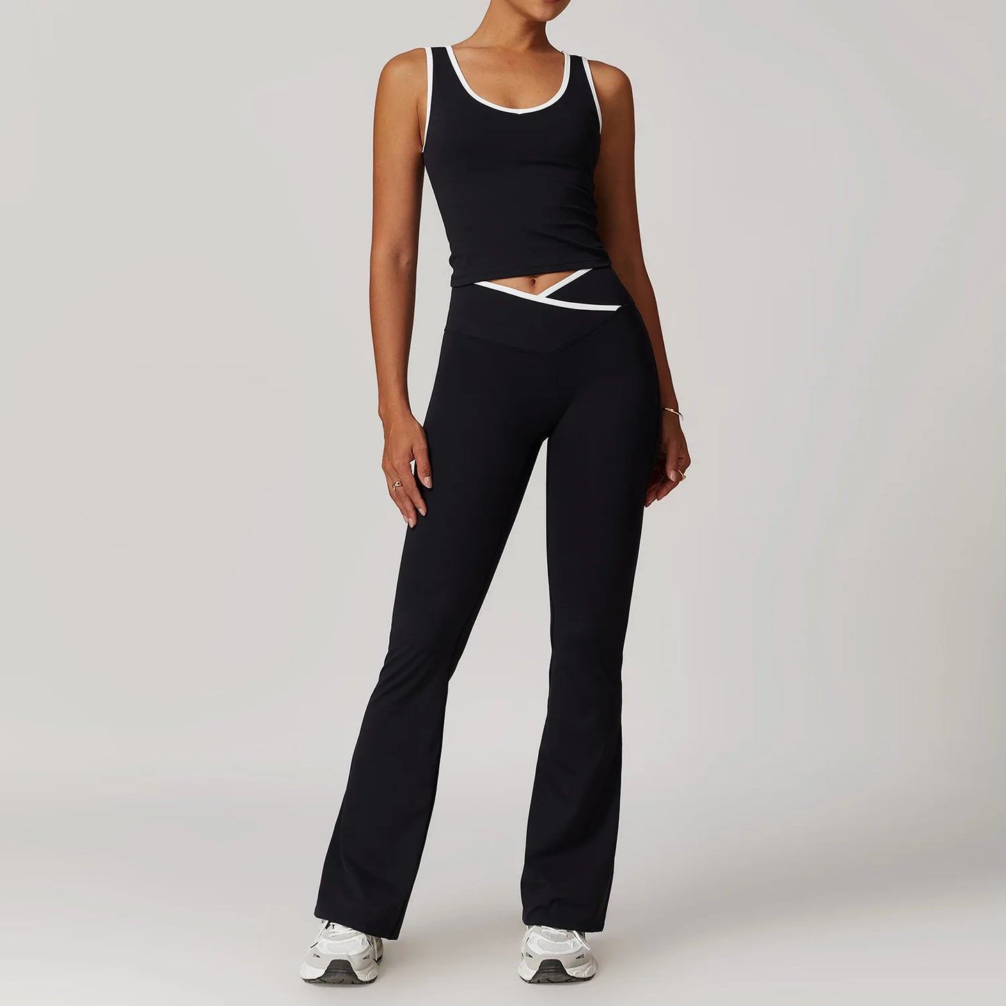Yoga Workout Set – High Waist Leggings & Sports Bra Outfit | Breathable Fitness Sportswear