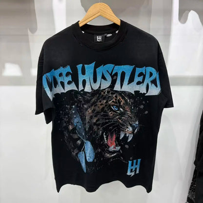 26SS Y2K High Quality American Retro Trendy Fashion Tops LIFE HUSTLERS 100% cotton large size loose Men's Women's T-Shirt