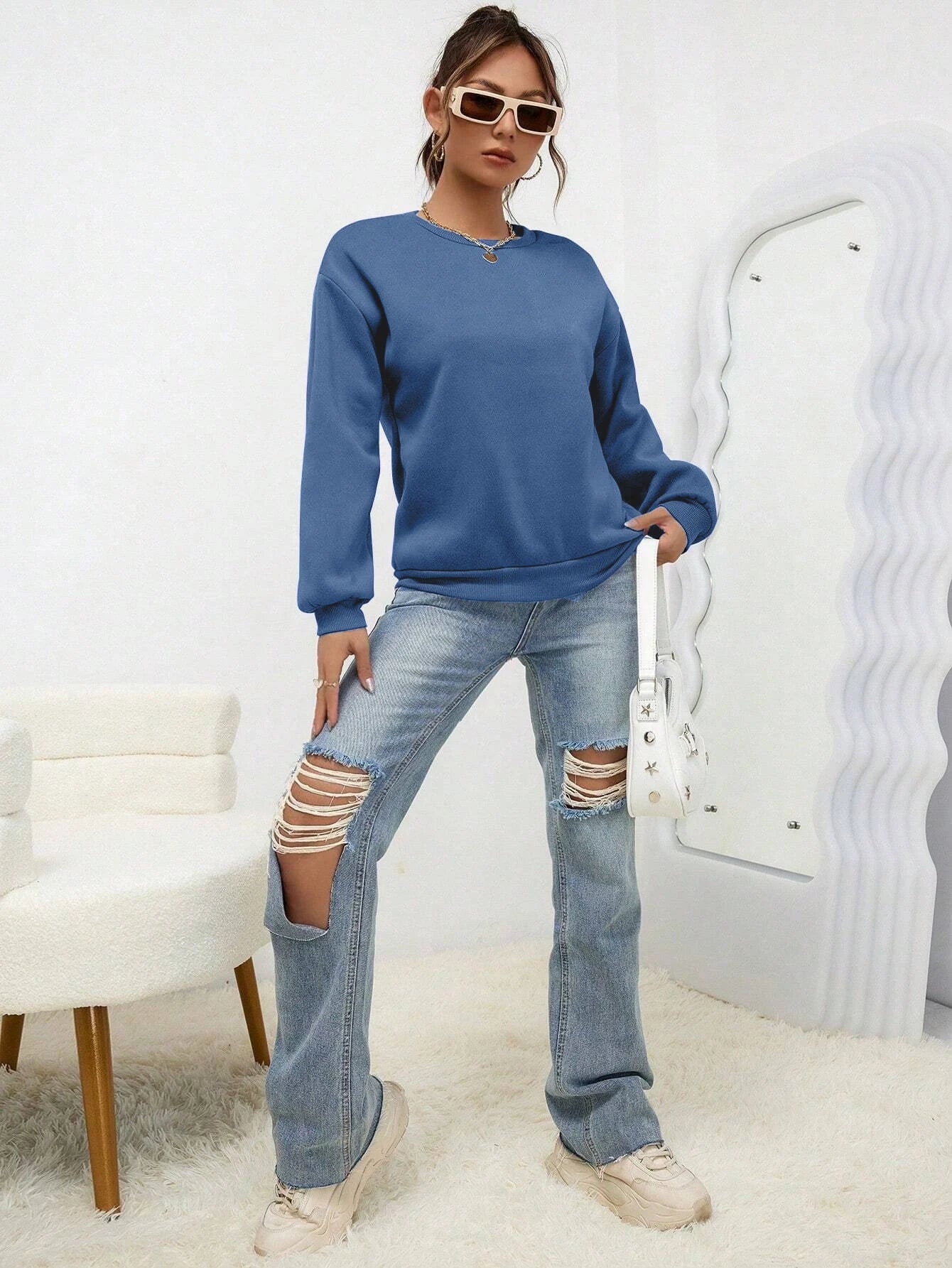 Solid Color Multicolor Woman Hoodie Casual Comfortable Clothing Loose Trendy Sweatshirt  Autumn Crewneck Female Pullovers
