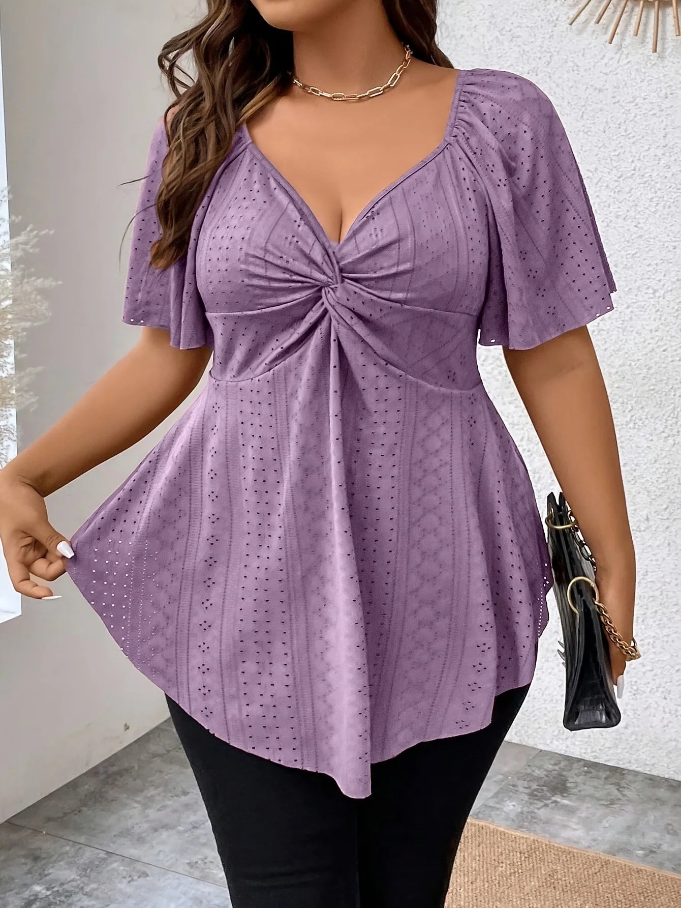 Plus Size Summer T Shirt - Women's Casual Tops | Loose V Neck Tee, Office Wear