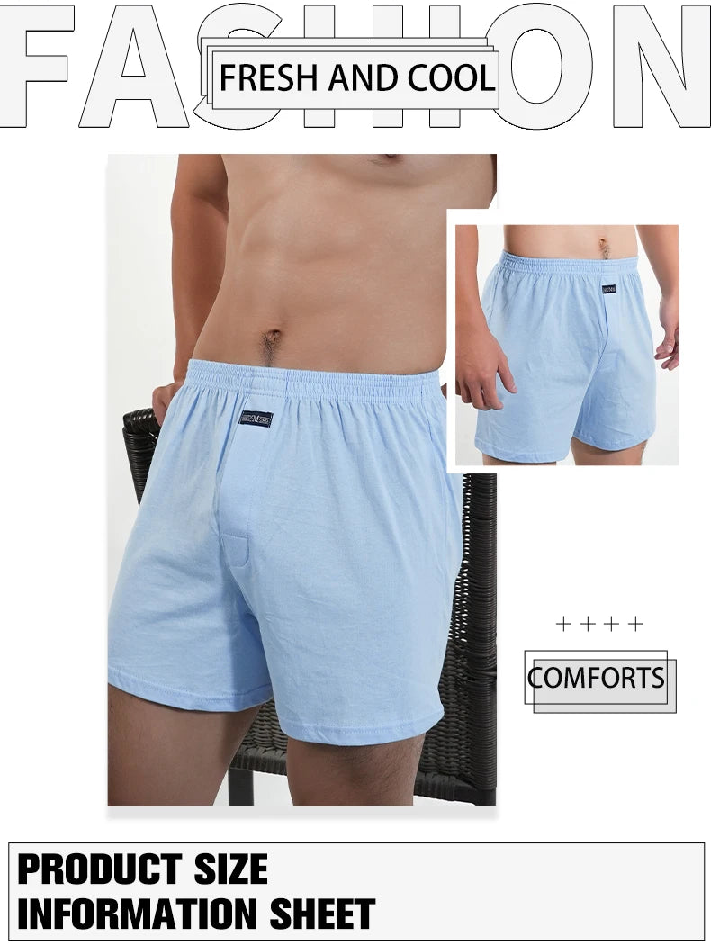 Mens Pure Cotton Boxer Shorts Man High Waist Big Underwear Casual Solid Underpants Plus Size Alo Pants Pajama Boxers M-3XL 2025
