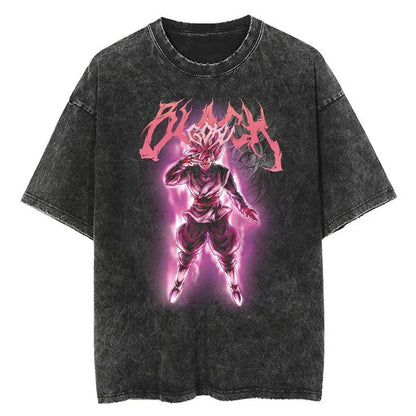 Men Streetwear Washed T Shirt Japanese Anime Dragon Ball Print T-Shirt Harajuku Cotton Casual Tshirt Summer Short Sleeve Tops