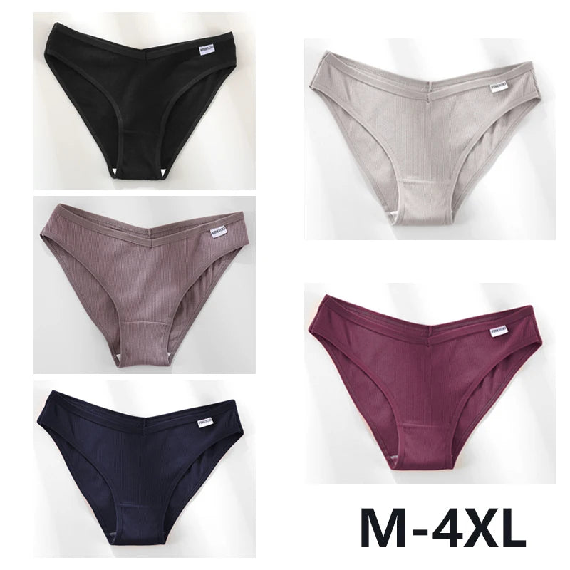 Women Cotton Panties - 5PCS Mid Rise Briefs Plus Size Sexy Ladies Underwear
