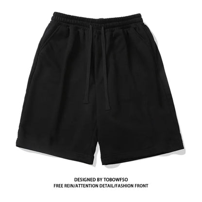 100% Cotton Simple High Street Shorts Men's and Women's Same Summer Loose Five-point Pants White Gray Sports Couple Pants
