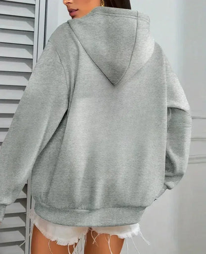 Women's Casual Oversized Hoodies Sweatshirt Zipper Pockets Solid Color Pullover Loose Fit  Autumn Winter Fall Streetwear Jacket