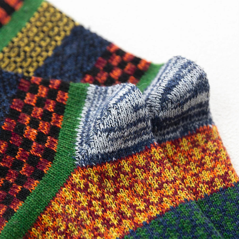 Mens Winter Wool Socks - Warm Colorful Retro Style for Snow Boots EU Size 38-44 - ZOOMNSTORE