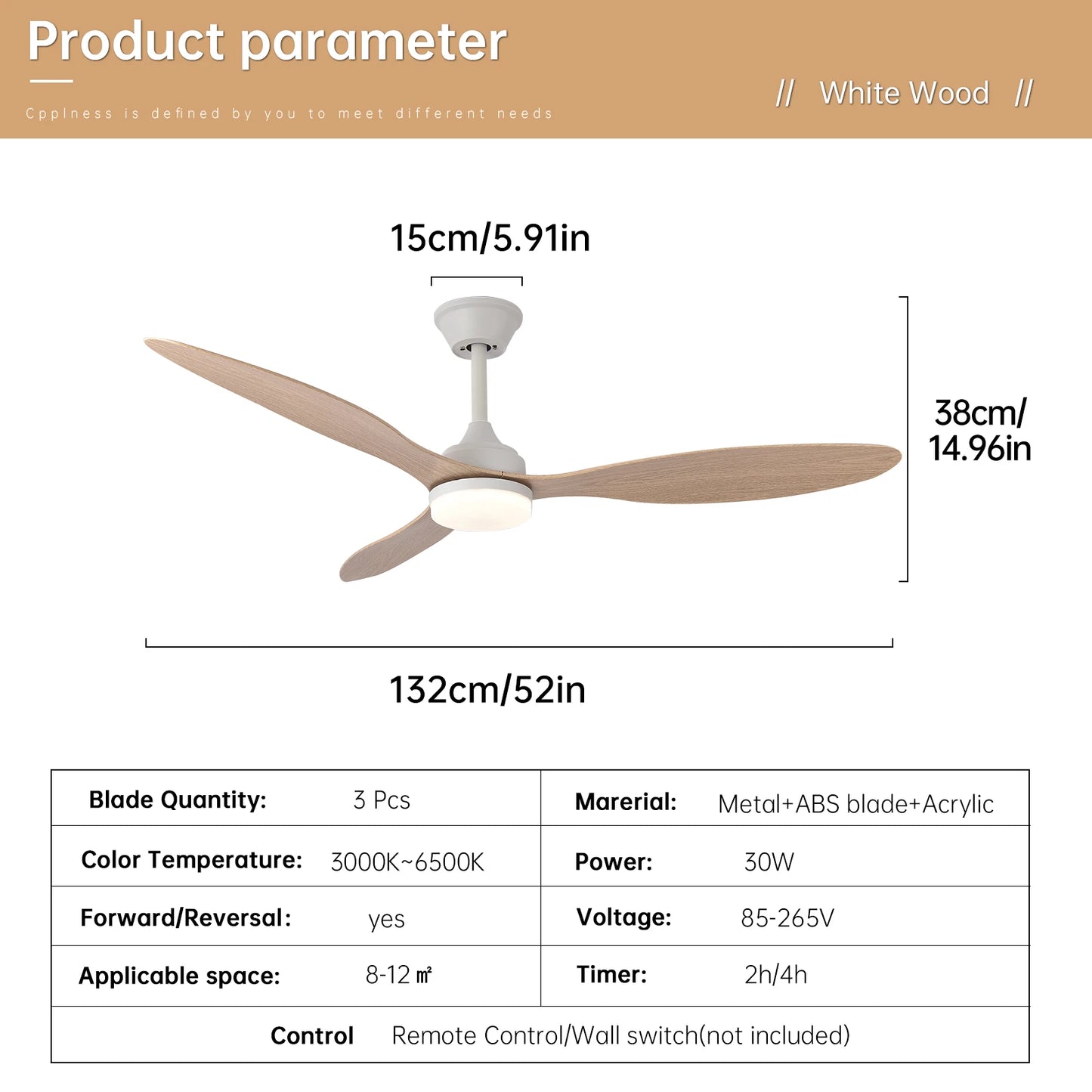 Ceiling Fan With Light,25 Inch/42 Inch/52 Inch Low Profile Ceiling Fan with remote control, For Indoor and Covered Outdoor