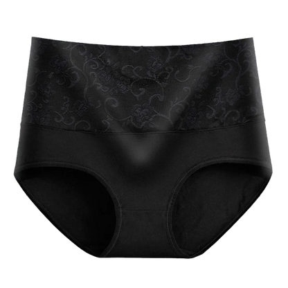 Plus Size Women's Cotton Underwear High Waisted Tummy Control Panties Full Coverage Briefs Jacquard Ladies Panty 3 Pack
