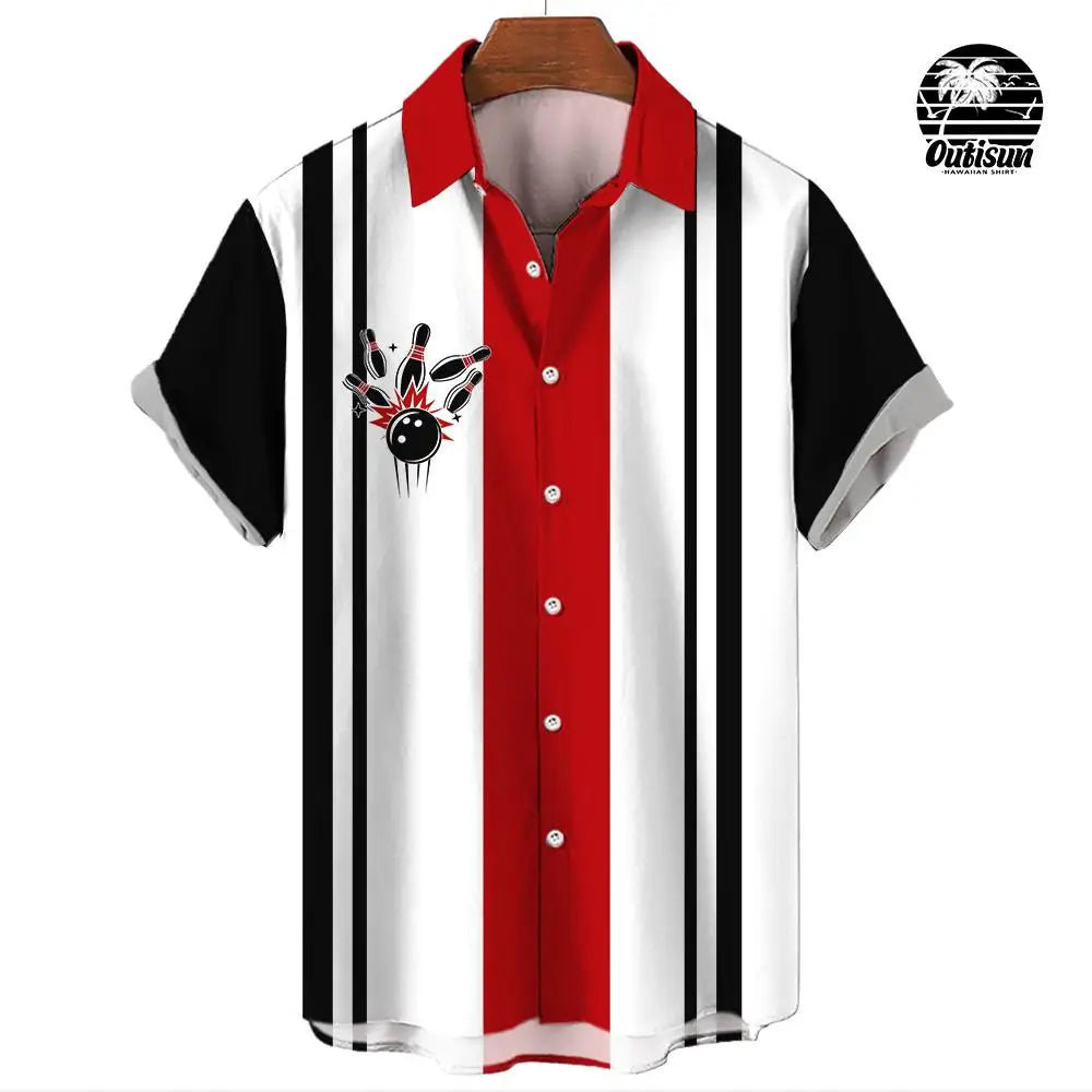 New Hawaiian Shirts for Men Casual Button Down Short Sleeve Unisex Striped 3D Print Summer Beach European Size S to 5XL