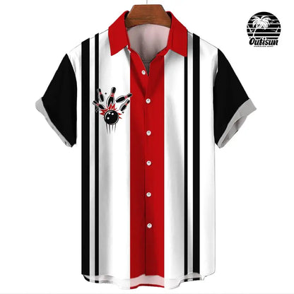 New Hawaiian Shirts for Men Casual Button Down Short Sleeve Unisex Striped 3D Print Summer Beach European Size S to 5XL