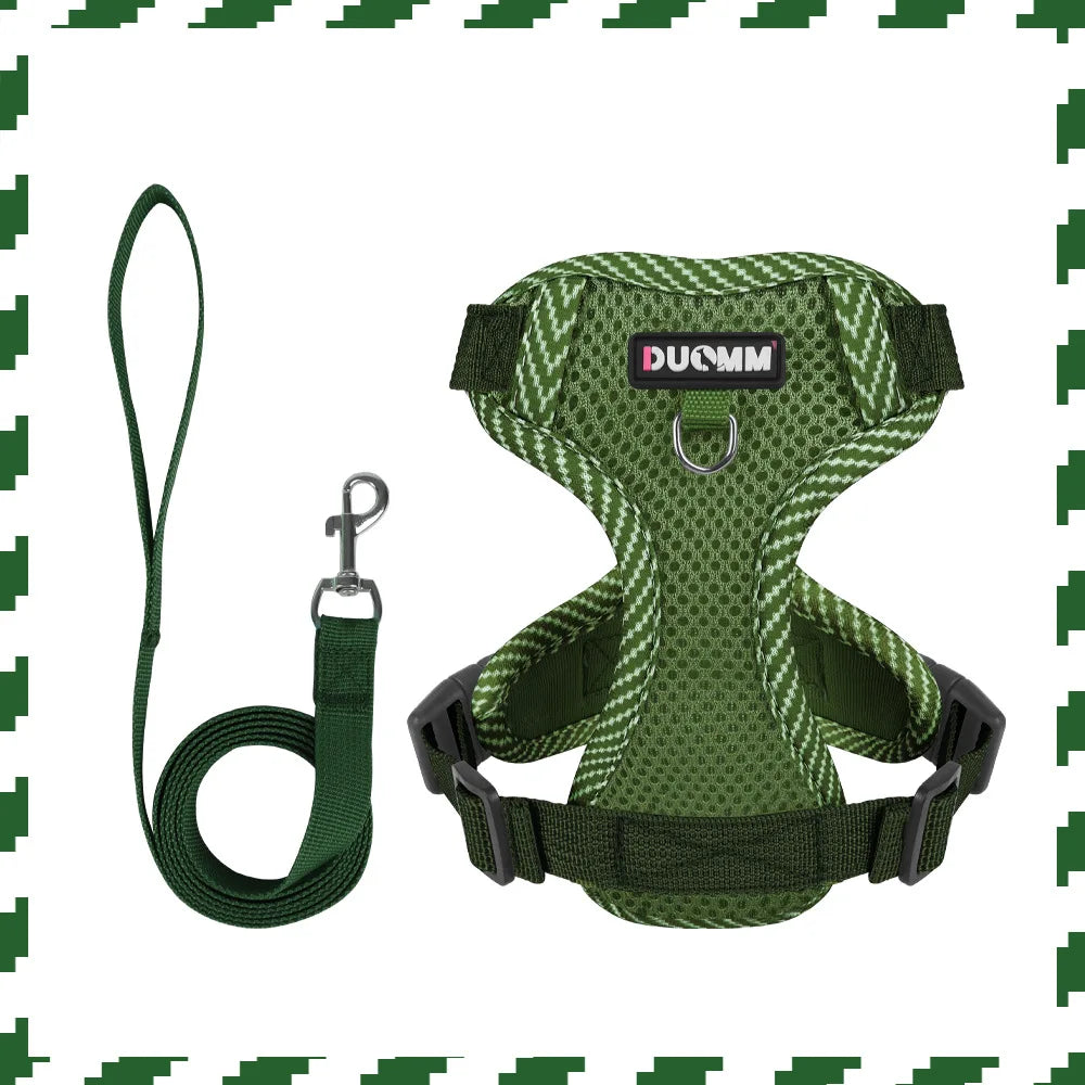 Breathable Reflective Dog Harness for Small Medium Dogs Cats Patterned Comfortable Adjustable Pet Vest with Leash