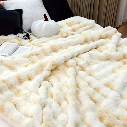 Cozy Faux Rabbit Fleece Blanket - Soft Warm Throw for Bedroom and Living Room - ZOOMNSTORE