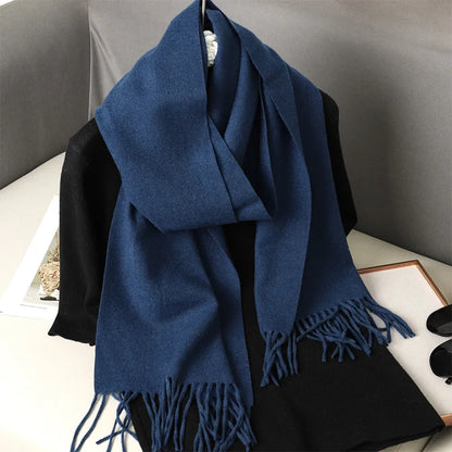 62-Color Cashmere Winter Scarf - Warm Thicken Pashmina Shawl with Tassels