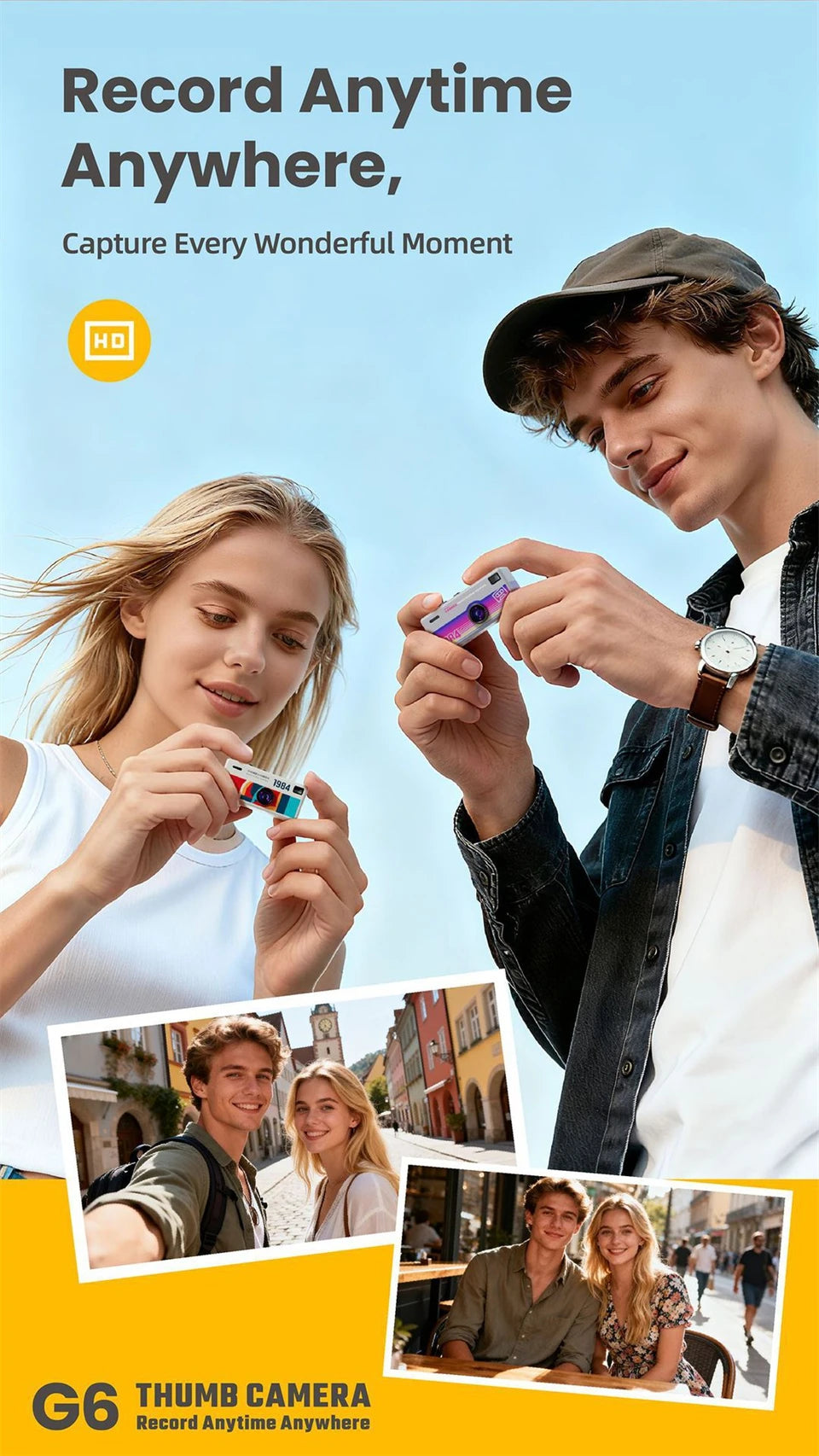Portable Mini Camera - 1080P HD Digital Video Recorder with Wide Angle Lens & Long Battery Life