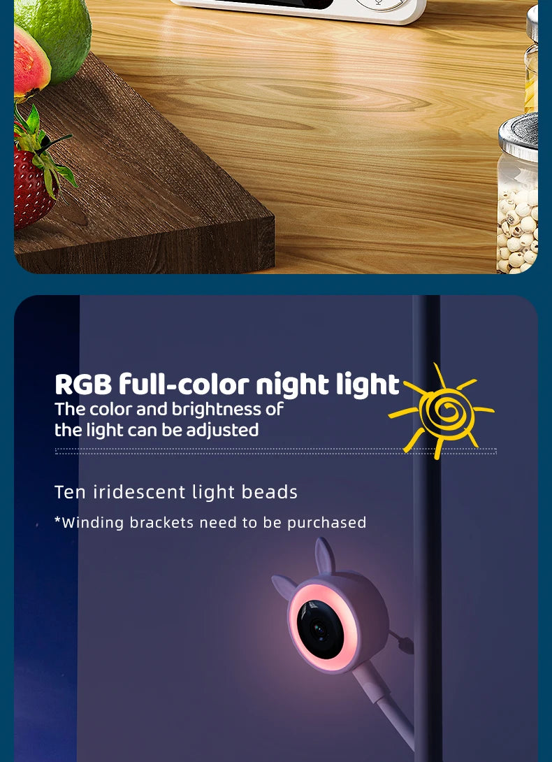 DANMINI new 3.5 "RGB night light baby monitor with night vision temperature detection voice intercom baby nanny security camera