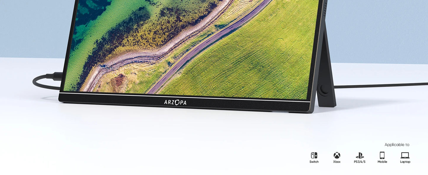 Portable Monitor 14 Inch – ARZOPA Slim Aluminum IPS Panel with USB C & HDMI