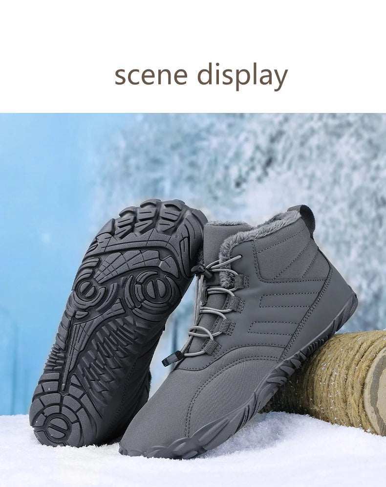 Men Snow Boots - Winter Hiking Shoes With Warm Plush Fur | Outdoor Ankle Boots
