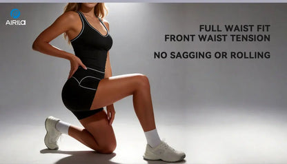 Airila 2-Piece Yoga Set, Racing Vest Yoga Shorts, Outdoor Sports Shorts, Removable Pads, 4-Way Stretch Fitness Shorts