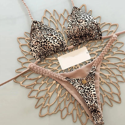 Womens G-String Bikini - Split Print Swimwear for Beach Holiday - ZOOMNSTORE