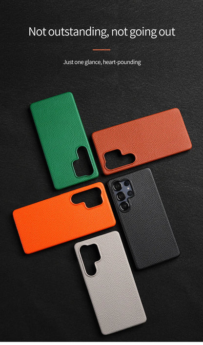 Magsafe Case Samsung - Genuine Cowhide Leather Magnetic Phone Protector for Galaxy S24 Ultra