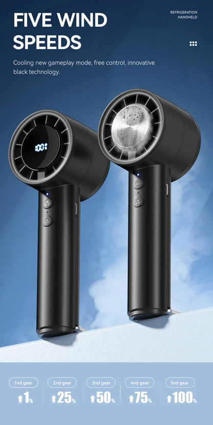 Small Fan Refrigeration Air Conditioner Portable Silent High-speed Led Display High Wind Power USB Charging Fan Handheld