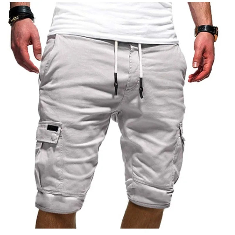 Men's Cargo Shorts – Green Summer Bermuda With Flap Pockets & Drawstring Waist