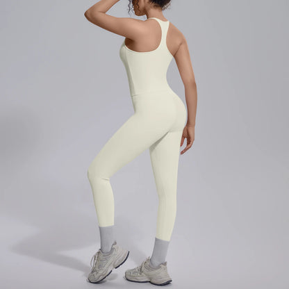 Quick Drying Legging Outdoor Running Yoga Set for Womans High Waisted Push Up Female Pants Gym Sexy Beautiful Back Vest Yoga Set