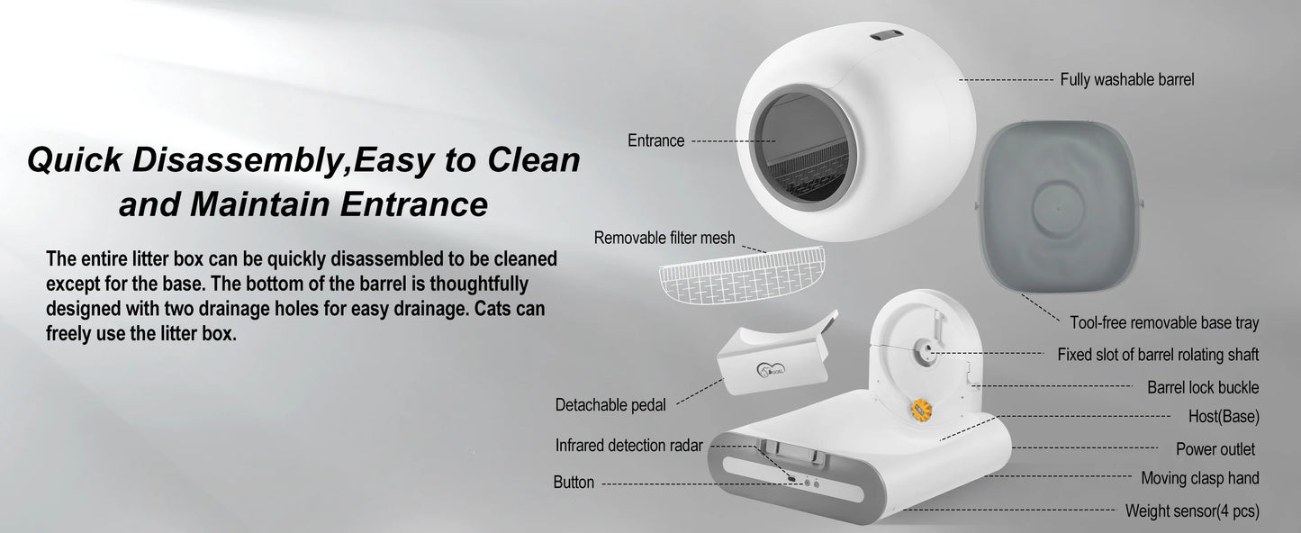Automatic Self-Cleaning Cat Litter Box with App Control  Litter Mat for Large Cats - ZOOMNSTORE