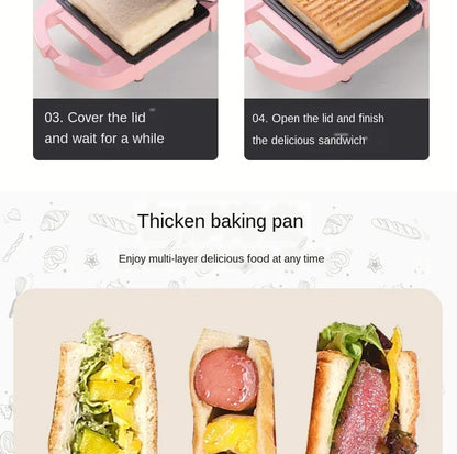 Multifunctional Waffle and Sandwich Maker - Double-Sided Breakfast Toaster