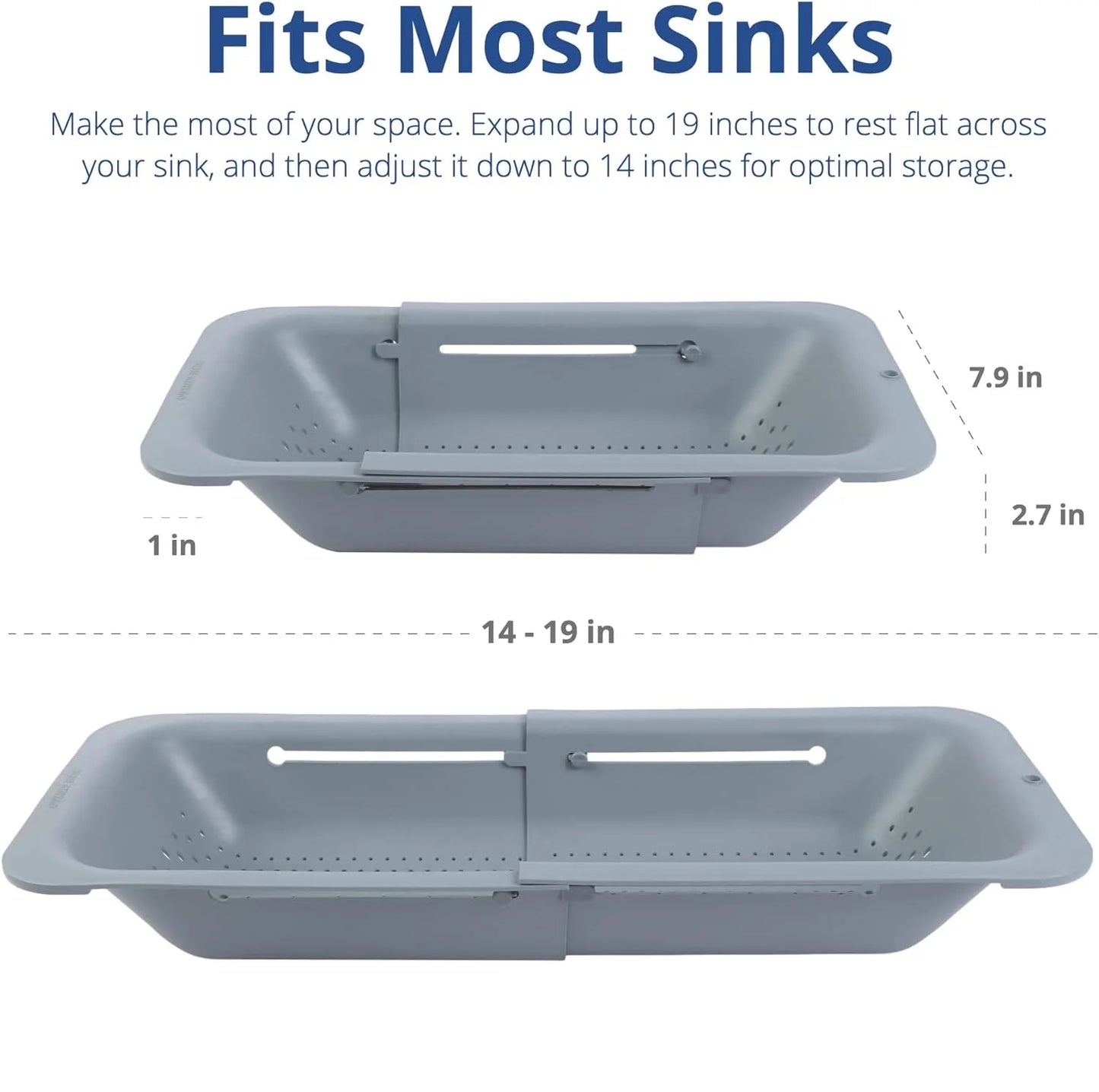 Sink Drain Rack – Adjustable Retractable Kitchen Shelf with Plastic Drain Basket