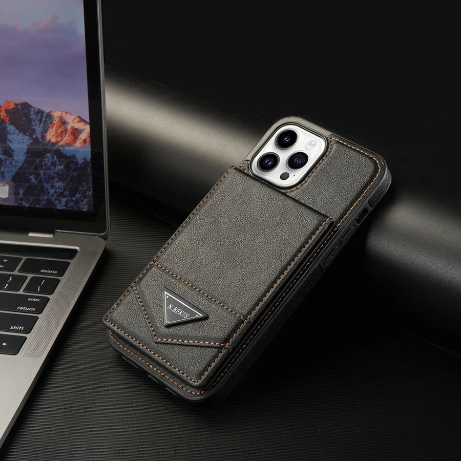 Wallet Magnetic Flip Sidestick Hardware Anti-theft Brush Leather Case For iPhone 17 Air 16e 16 Pro Max 15 Plus 14 13 12 11 XR