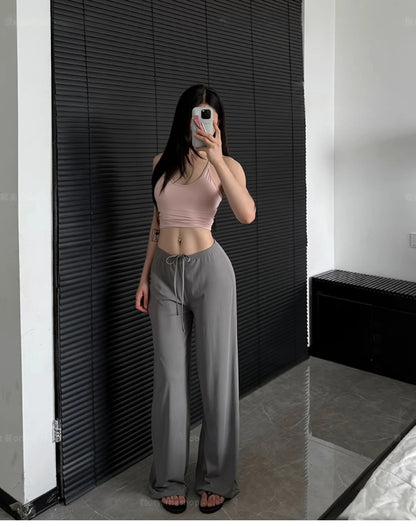 Ctenkevet-High Waist Wide-Leg Yoga Joggers for Women, Female Casual Tracksuit Bottoms, Straight Outdoor Baggy Sweatpants, Autumn