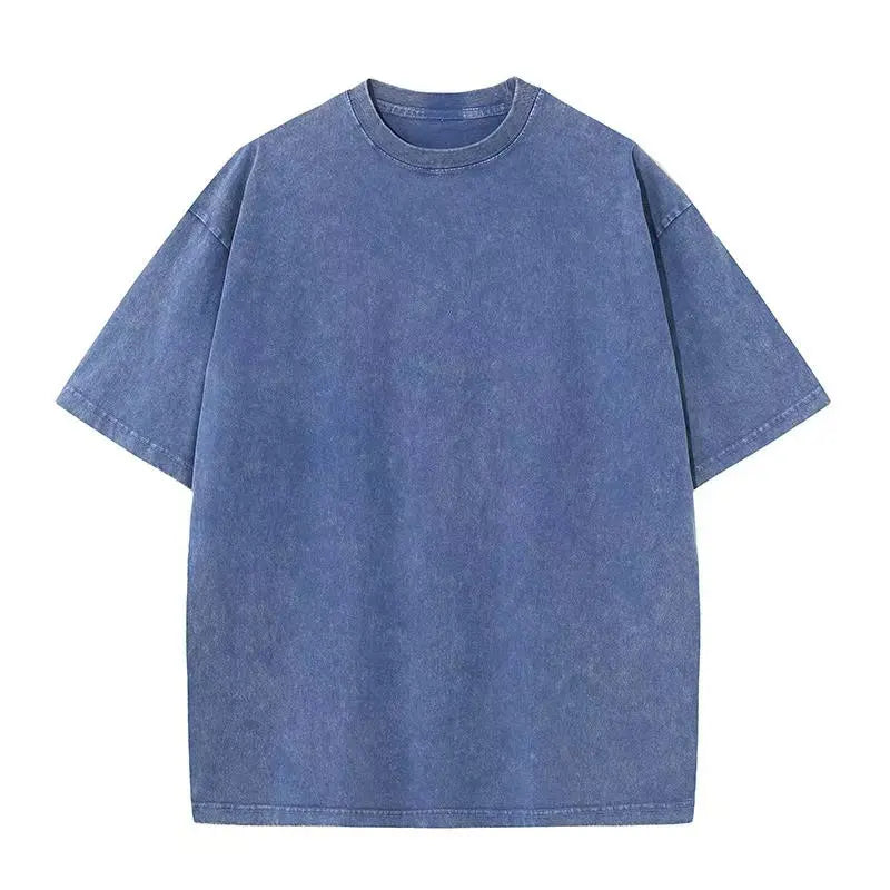 Retro Heavyweight T-Shirt - Solid Color Tee | Breathable Cotton Shirt, Short Sleeve Casual Top