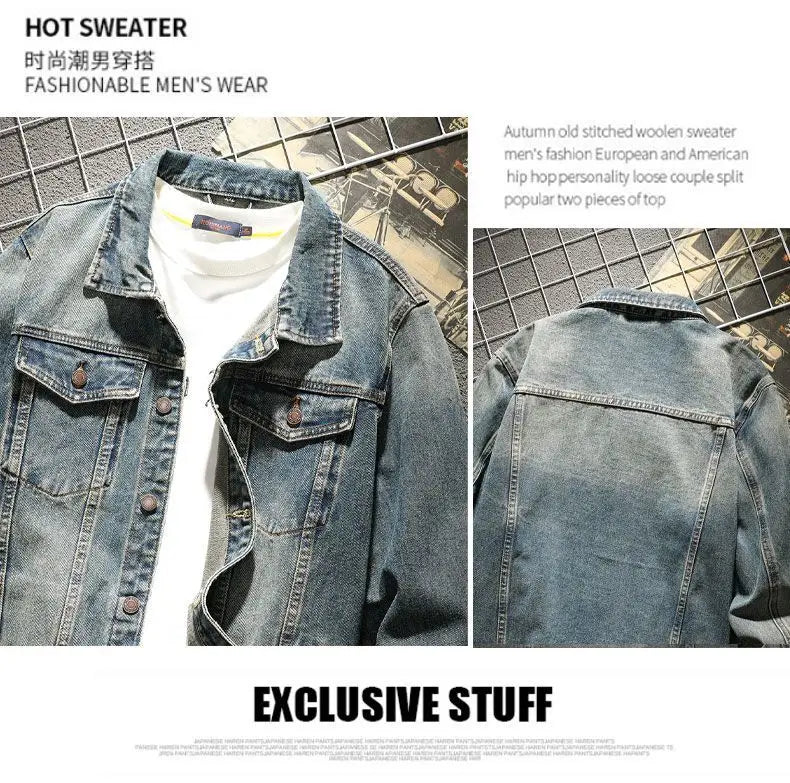 Autumn and Winter 2026 Retro Denim Jacket Men's Korean Slim Trend Handsome Multi-pocket Brand Man Luxury Tooling Jacket Men