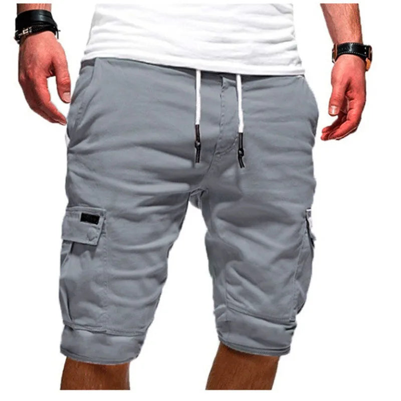 Men's Cargo Shorts – Green Summer Bermuda With Flap Pockets & Drawstring Waist
