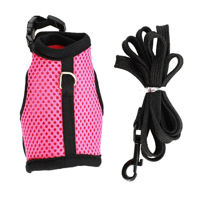 Solid Adjustable Pet Harness and Leash for Rabbit Bunny Cat Ferrets Outdoor Walking Pets Supplies Lapin Accessoires Pour Animaux