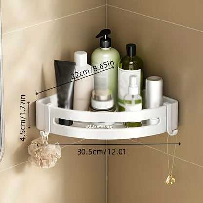 White Wall-Mounted Bathroom Storage Rack - Triangular Square Organizer
