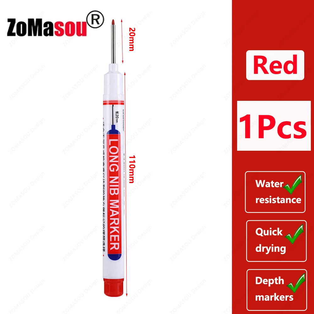 Waterproof Long Head Marker Pen for Deep Holes - 2cm 1-100 Pcs RedBlackBlueGreen Ink - Ideal for Metal  Woodworking