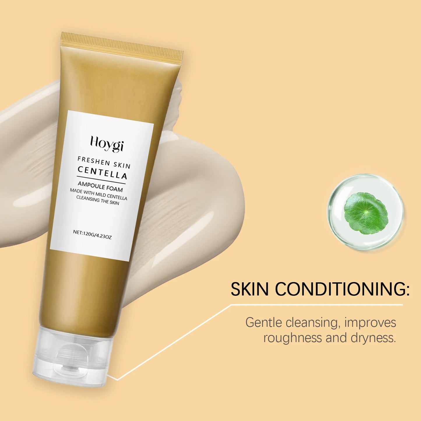 Hoygi Centella Cleanser Soothing Face Wash with Hyaluronic Acid Gentle Foam for Sensitive Skin Refines Pores Appearance Balanced