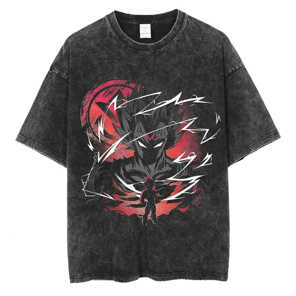 T-shirt Men's Street Clothing Dragon Ball Cartoon Pattern Vintage T-shirt Neutral Casual White Cotton Women T-shirt Top