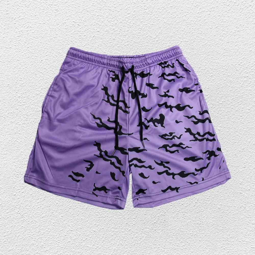 Anime Running Shorts Men Gym Sports Shorts Quick Dry Workout Training Gym Fitness Jogging Short Pants Summer Men Shorts