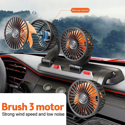 12V Automotive Fan Car Fan 24V 360° Adjustable 3-Head Air Fan Low Noise Multifunctional Temporary Parking Fan for Auto Vehicles