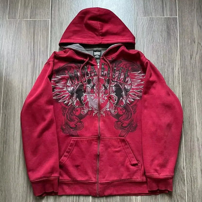 Y2K New American Tapout Zipper Hoodie Sweatshirt Men Hip Hop Letter Retro Graphic Embroidery Hoodie Jacket Clothes Streetwear
